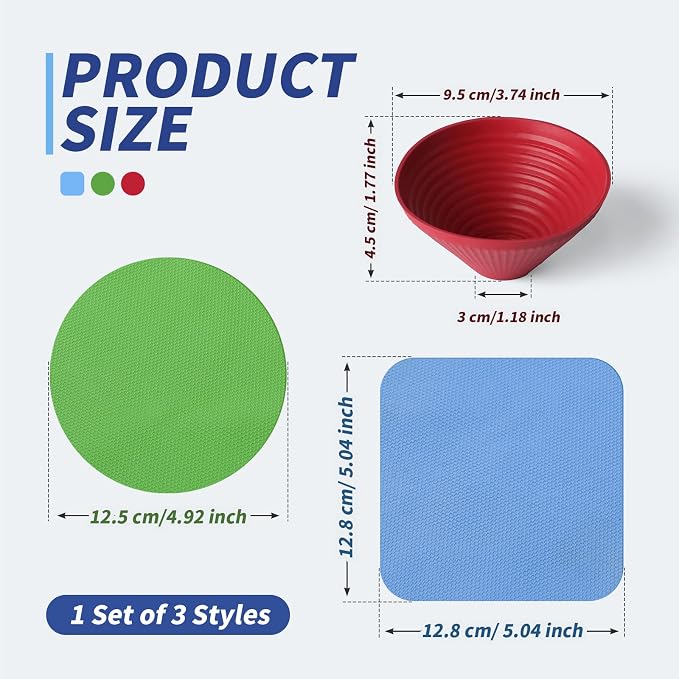 Imeepa 3PCS Rubber Jar Opener Gripper Pads for Seniors (Blue+Green+Red) | Non-Slip Rubber Grips Open Tight Jars Easily. Ideal for Arthritis, Weak Hands. 3-Piece Set, Versatile For Bottles & Cans