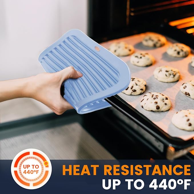 Silicone Trivet Mats 2 Heat Resistant Pot Holders Multipurpose Non-Slip Hot Pads for Kitchen Potholders, Drying mat, Jar Opener, Spoon Holder, Coaster(Sky Blue)