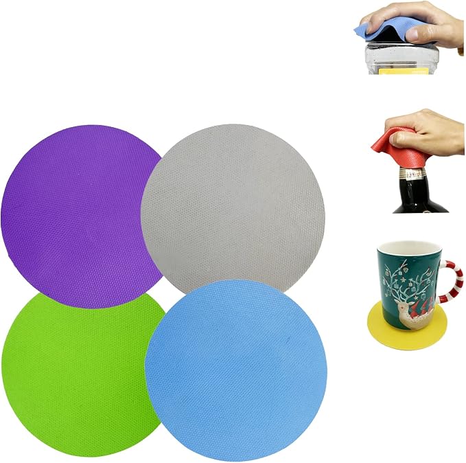 Jar Opener Kit, 5 in 1 Multi Function Can Opener, 4 in 1 Bottle Opener with Non Slip Rubber Jar Gripper Pad for Arthritis Weak Hands