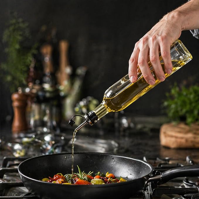 Restaurantware-Chef 101 16.9 Ounce Olive Oil Dispenser, 1 Kitchen Oil Dispenser Bottle - With Stopper Spout, Non-Leaking, Clear Glass Pourer, For Cooking Or Salad Dressings