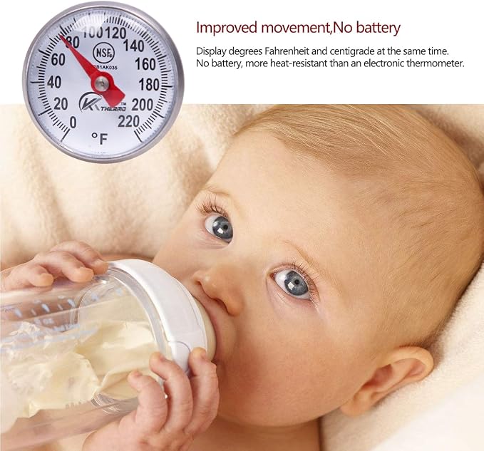 KT THERMO Instant Read 1-Inch Dial Thermometer(4-Pack),Best for The Coffee Drinks,Chocolate Milk Foam