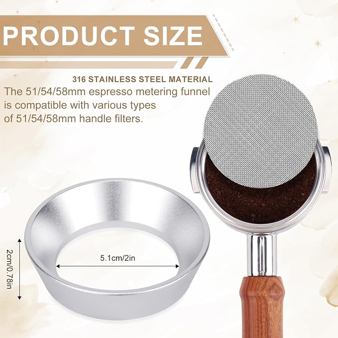 51mm 12 Magnetic Dosing Funnel, Espresso Dosing Funnel Aluminum Magnetic Portafilter Funnel with 2 Mesh Filter Coffee Dosing Ring for Kitchen Coffee Shop