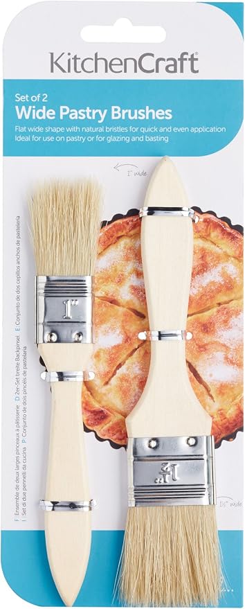 KitchenCraft Wide Wooden Basting/Pastry Brush Set (2 Pieces)