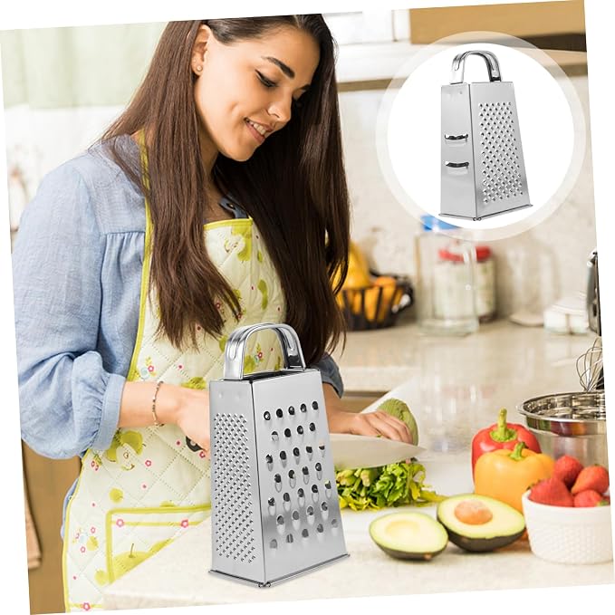 SHERCHPRY Multi-Use Kitchen Grater Stainless Steel Vegetable Slicer and Shredder with Handle 7.08X3.46X2.48 Inches for Cheese Fruit and Veggie Preparation