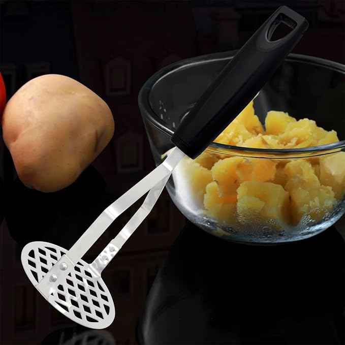 2PCS Heavy Duty Potato Masher, Sturdy Masher, Stainless Steel Food Masher Tool for Potatoes, Avocados, Beans, Fruit & Vegetables