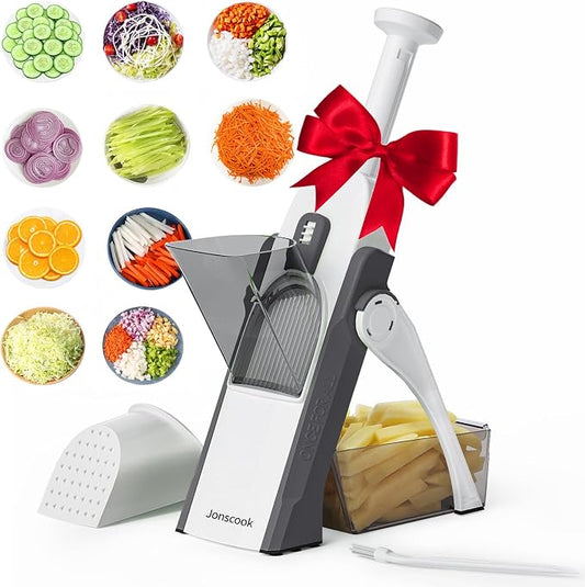 Jonscook Safe Veggie Chopper Vegetable Cutter, French Fry Cutter Onion Chopper Vegetable Slicer Fruit Cutter Dicer, Multifunctional Kitchen Gadgets Mandoline Food Slicer For Meal Prep - Gray