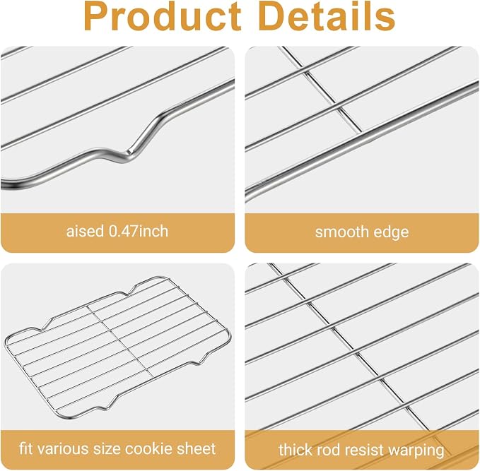 cobee1 Pc Cooling Rack For Baking, Roasting Rack Stainless Steel Wire Racks Cooling With 4 Legs, 5.3 X 8.5 Inch Rectangle Cooking Racks For Baking Cooking Roasting Oven