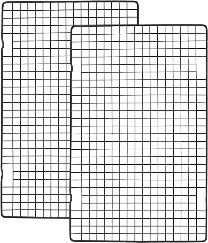 Tebery 2 Pack Black Heavy Duty Wire Cooking Rack Baking Racks, 16" x 10" Nonstick Baking & Cooling Grid for Roasting, Cooking, Grilling, Drying