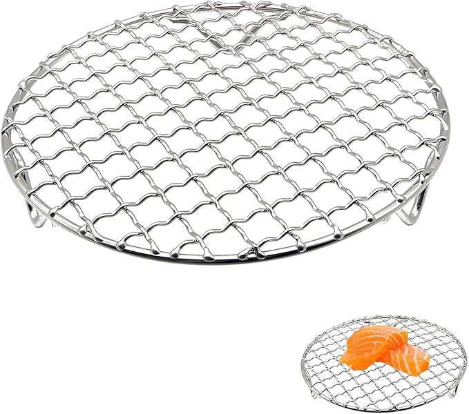 Small Cooling Rack 6.5 Inch, Round Cooking Rack & Steamer Rack for Pots, Stainless Steel Air Fryer Rack with Fixed Legs, Fits 6 Qt Multi-Cookers, Oven Safe