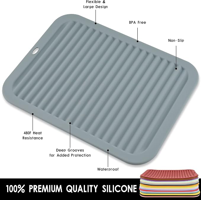 Silicone Trivets for Hot Dishes, Pots and Pans, Hot Pads for Kitchen Counter, Silicone Pot Holders Mats, Heat Resistant Mat for Quartz Countertops, Table Non Slip Trivet Mat Set Beige