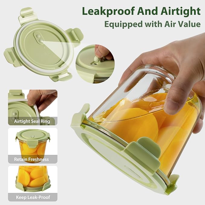 3Cup/23oz Glass Meal Prep Containers with Vented Lids Food Storage, 4 PACK | Soup Freezer丨Stew Sauce Leftover Storage丨Airtight丨Heat-Resistant丨BPA-Free丨Oven Microwave Dishwasher Freezer Safe丨Round & Tall