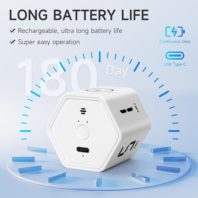 Productivity Timer 1, 5, 10, 30, 60 Minutes Preset, Desk Cube Timer with Gravity Sensor/Mute/Vibration for ADHD, Work, Study, Kitchen, Back to School (White)