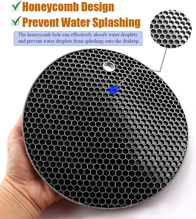 5 Pack Extra Thick Silicone Trivets Heat Resistant Pot Holder and Oven Mitts,Trivets for Hot Dishes,Nonslip Insulation Honeycomb Rubber Hot Pads for Countertop,Multi-Purpose & Flexible Mats,BK