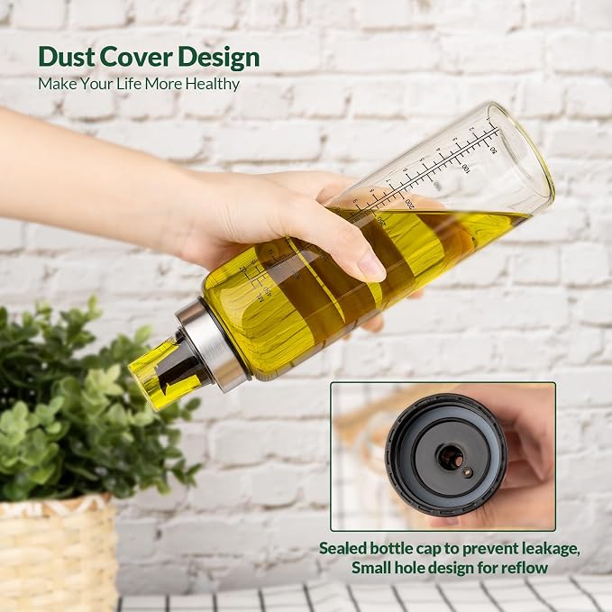 hotder Oil Bottles, Olive Oil Dispenser, Oil Dispenser Bottles, Oil Dispenser, Oil Dispenser Bottle for Kitchen, Glass Oil Bottle 500ml, Easy Refill & Cleaning Non-Drip Spout (500ML 2pcs)