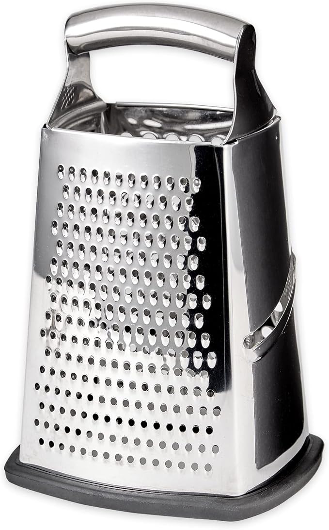 RSVP International Endurance Kitchen Collection Multi-Use Cheese Grater Handheld Potato Slicer Shredder for Hard & Soft Cheeses, Vegetables & Zesting, 6 x 5 x 9-3/4-Inch, Non-Slip Bottom