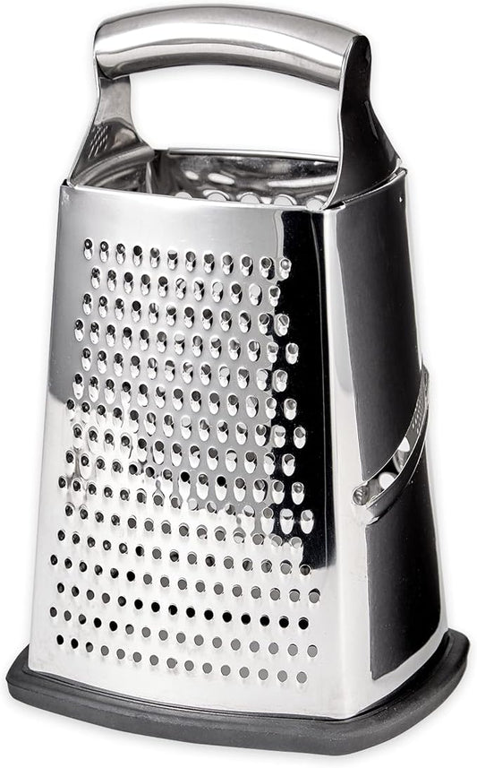 RSVP International Endurance Kitchen Collection Multi-Use Cheese Grater Handheld Potato Slicer Shredder for Hard & Soft Cheeses, Vegetables & Zesting, 6 x 5 x 9-3/4-Inch, Non-Slip Bottom