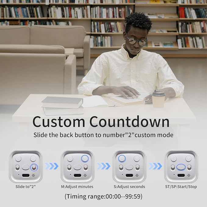 Productivity Timer Flip Gravity Sensor Cube Timer Countdown & Countup,Mute & Vibrate & Sound，5/10/30/60min & Custom Timing, Perfect for ADHD,Work,Learning,Kitchen Cooking (2 White)
