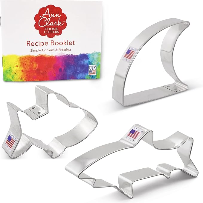 Ann Clark Shark 3-Pc. Cookie Cutter Set (Includes Great White and Fin) Made in USA