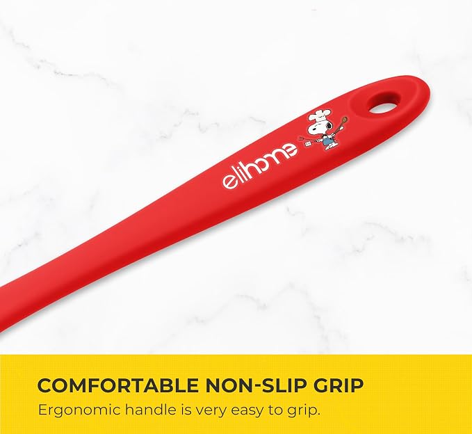Elihome × Peanuts Silicone Basting Brush (8.75”) – Heat Resistant to 600°F, Food-Grade Platinum Silicone, Seamless 1-Piece Design, Non-Stick Safe, Dishwasher Safe, Red
