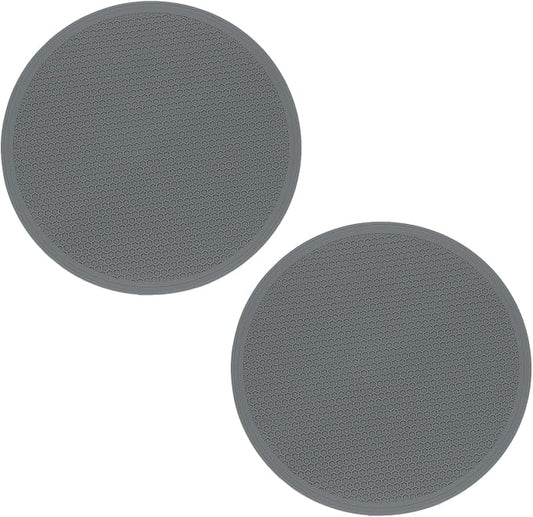 uxcell 2pcs Silicone Trivet Mats 9.8" Dia Round Non-Slip Silicone Pot Holders for Hot Pots and Pans, Heat Resistant Hot Pads for Kitchen Hot Dishes Table Countertops, Grey