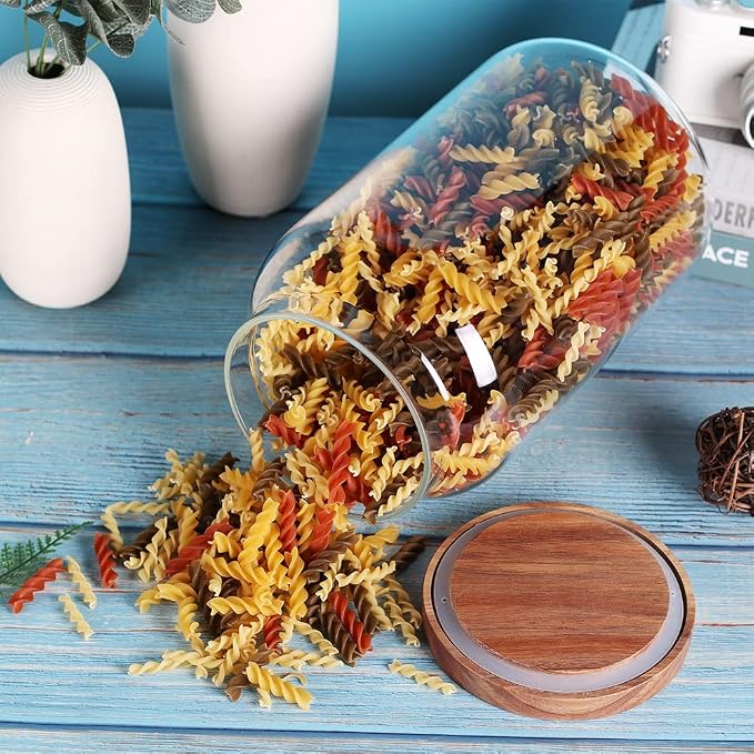 LEAVES AND TREES Y 1 Gallon Glass Jar with Airtight Lid and Anti-Skid Bottom for Dry Food Storage