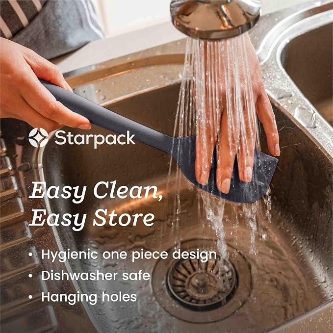 Starpack 'Ladle of Love' XL Premium Silicone Ladle Spoon - Up-to 600°F High Heat Resistant Soup Ladles - Kitchen Ladles for Serving, Non Stick Silicone Spoons, LFGB Grade Cooking Spoon - Gray Black