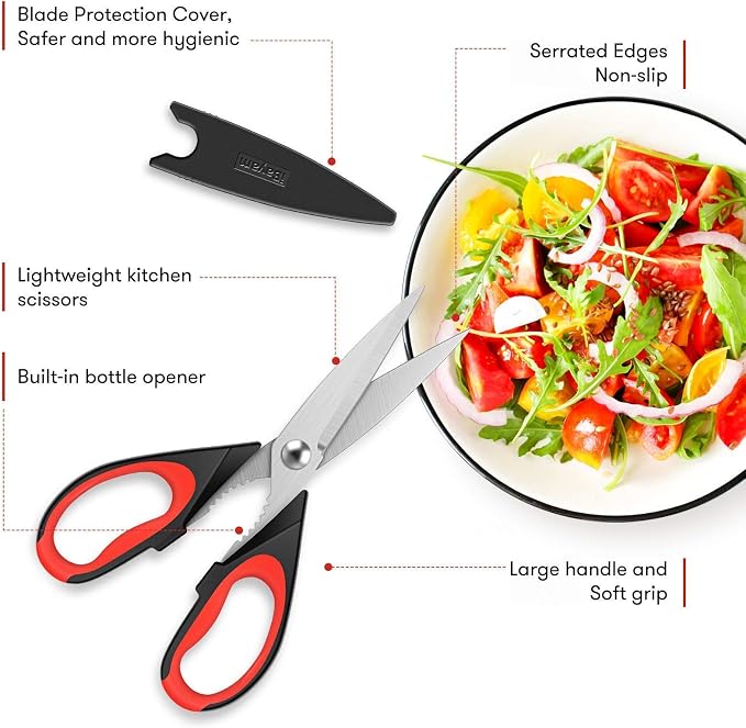 iBayam 2-Pack Kitchen Shears with 3-Pack Multipurpose Office Scissors Bulk