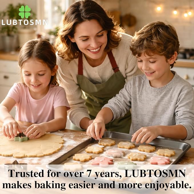 LUBTOSMN 7 Piece Forest Animal Cookie Cutters Set with Silicone Protective Rim, Stainless Steel Woodland Cookie Cutters for Cookies, Fondant, Sandwiches, Biscuits, Pancakes and Forest Party Baking