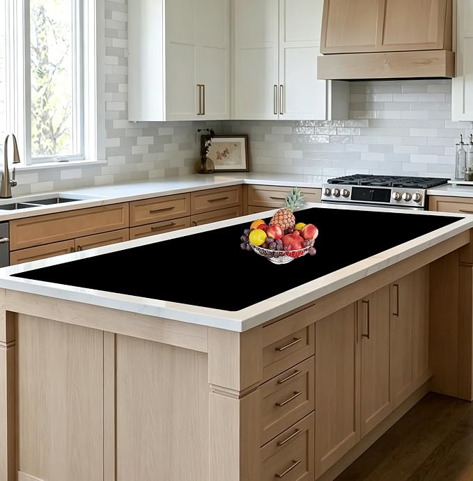 78.7"x15.7"(200cmx40cm) Large Silicone Mats for Countertop, Heat Resistant Mat, Waterproof Nonslip Silicone Kitchen Counter Mat, Nonstick Table Placemat, Multipurpose Mat, Black