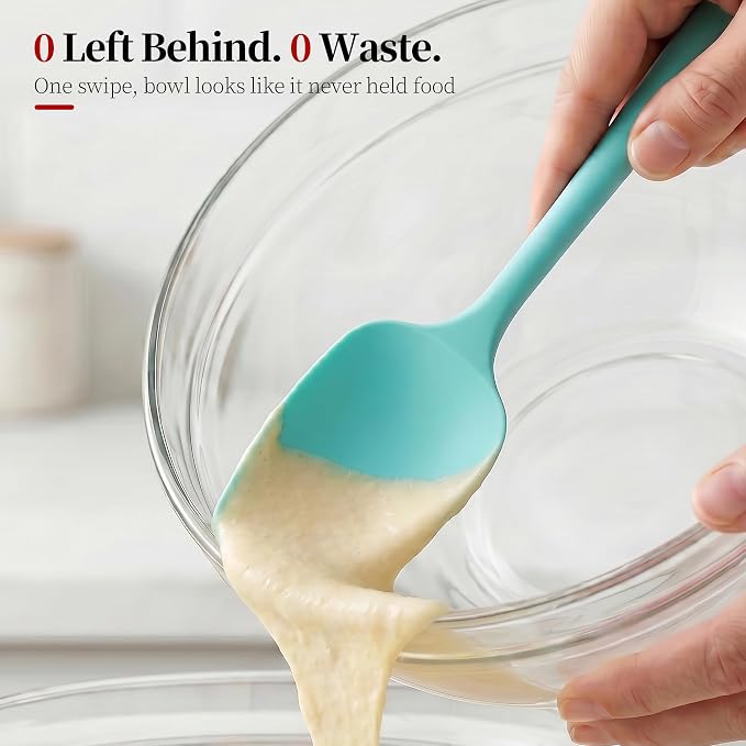 600ºF Heat Resistant Silicone Spatula Spoonula Set of 2, Aqua Sky | High Heat Food Safe Kitchen Use Scraper for Cooking Baking Mixing Scraping Stirring Cake Nonstick Cookware Pan Bowl