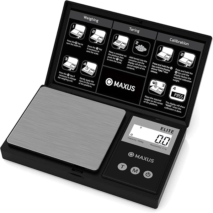Digital Gram Scale 1000g/0.1g, Small Food Scale with Backlit LCD, Mini Pocket Scale for Jewelry | Small Food Scale with Backlit LCD, 6 Weighing Units, Tare Function