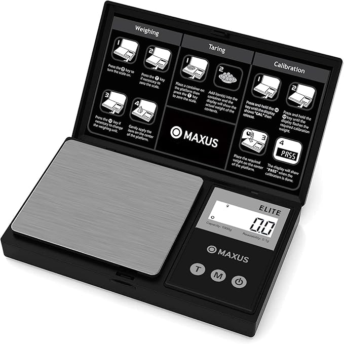 Digital Gram Scale 1000g/0.1g, Small Food Scale with Backlit LCD, Mini Pocket Scale for Jewelry | Small Food Scale with Backlit LCD, 6 Weighing Units, Tare Function