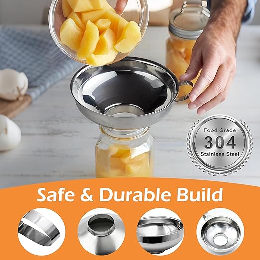 6 Pack Stainless Steel Canning Funnel for Filling Mason Jar with Mesh Strainer, Wide & Narrow Mouth Funnels for Kitchen Use, Filling Bottles & Dry Ingredients, Kitchen Gadgets Canning Supplies Kit