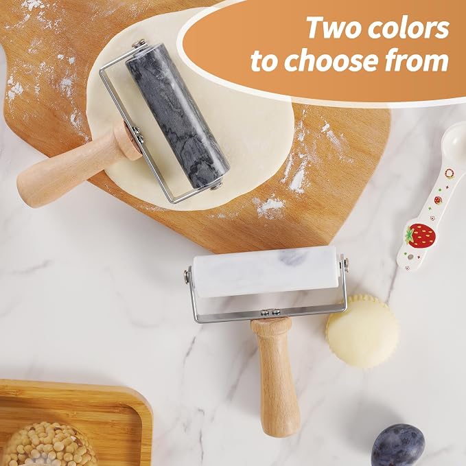Small Marble Rolling Pin for Dough-Non-Stick T-shaped Hand Roller for Dough,Compact-Ideal for Home Bakers(Type A Black)