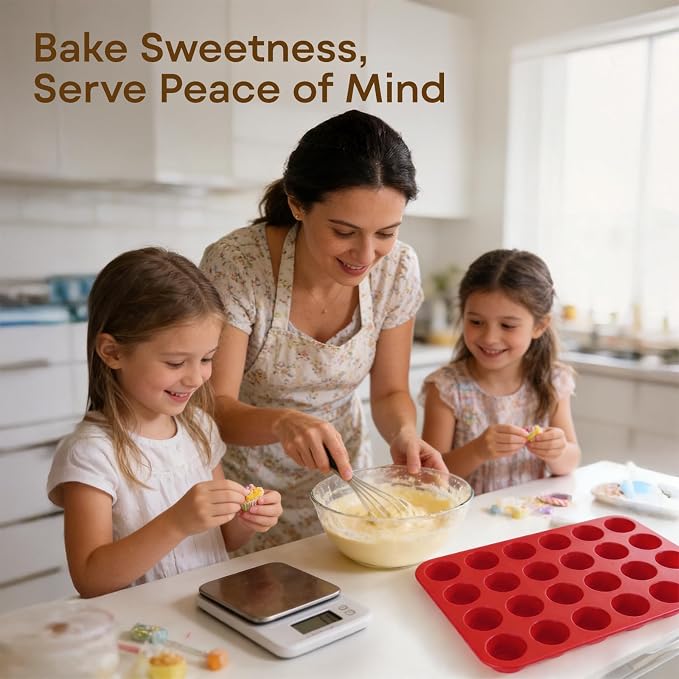 Silicone Mold for Baking, 24 Cup Nonstick Mini Muffin Pans 2Pcs | Food-Grade Silicone Muffin Tin, Oven Dishwasher Freezer Safe Silicone Molds for Home Baking DIY, Mini Cupcakes, Egg Bites
