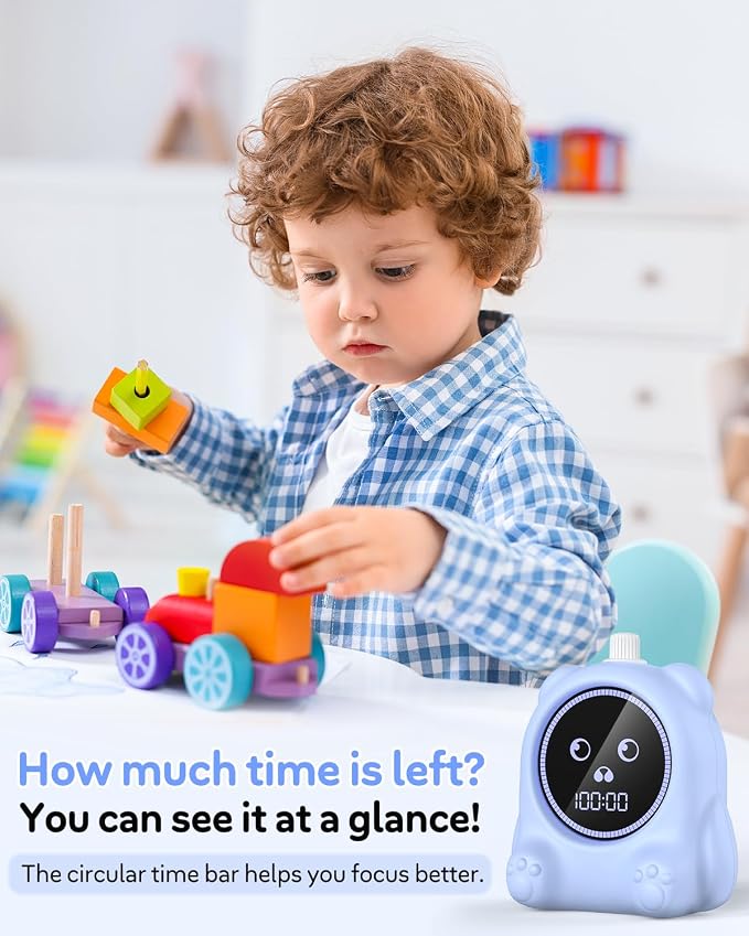 Visual Timer for Kids, 100 Min, Rechargeable Countdown Timers, Adjustable Sound Alert, Adjustable Brightness, Productivity Timers for ADHD, Silent Operation, Desk Time Management Tool for Toddler