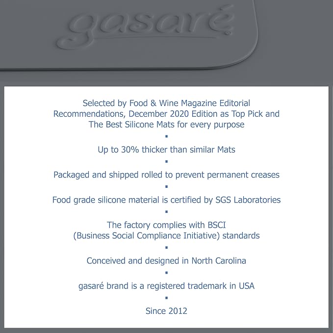 GASARÉ, Set of 2, Extra Large, Thick, Silicone Mats for Kitchen Counter, Heat Resistant Mats, Countertop Protector, Non-Slip, Easy to Clean, 25 x 17 Inches x 1.4mm, Gray