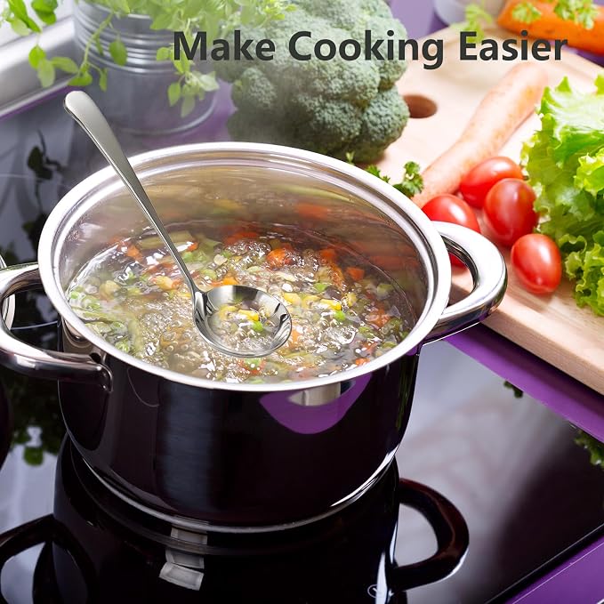 Asanta 2 PCS Small Soup Ladle, 7.7 Inch Sauce ladle, Durable 304 Stainless Steel Gravy Ladle Spoon, Mini Kitchen Serving Ladles for Sauces, Gravy, Salads, Soups, Desserts