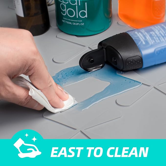 Waterproof Under Sink Mat Silicone 25"x19", Kitchen Cabinet Liner | BPA-Free Silicone Mat with Raised Lip Protects Cabinets from Leaks, Versatile Home Organizer for Bathroom, Pets, Boots, Floor