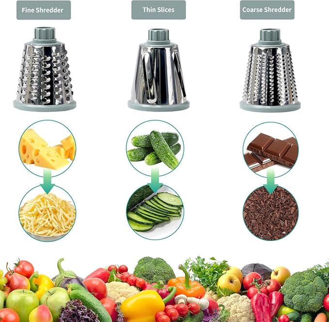 Cheese Grater with Handle, Multifunctional Manual Rotary Cheese Grater - Cheese Shredder Easily Chop Carrots, Potatoes, Vegetables and Fruits and Easy to Clean (Blue)