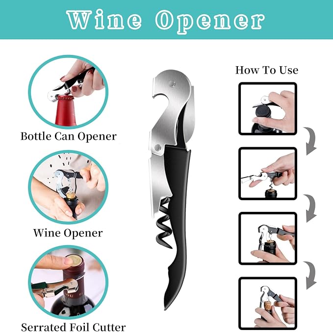Bloss Jar Opener Can Opener Kitchen Grippers, Multi-use Lid Opener Set | Anti-skid Jar Openers for Weak hands, Seniors with Arthritis, Includes Non-slip Rubber Gripper Pad & Wine Opener, Blue