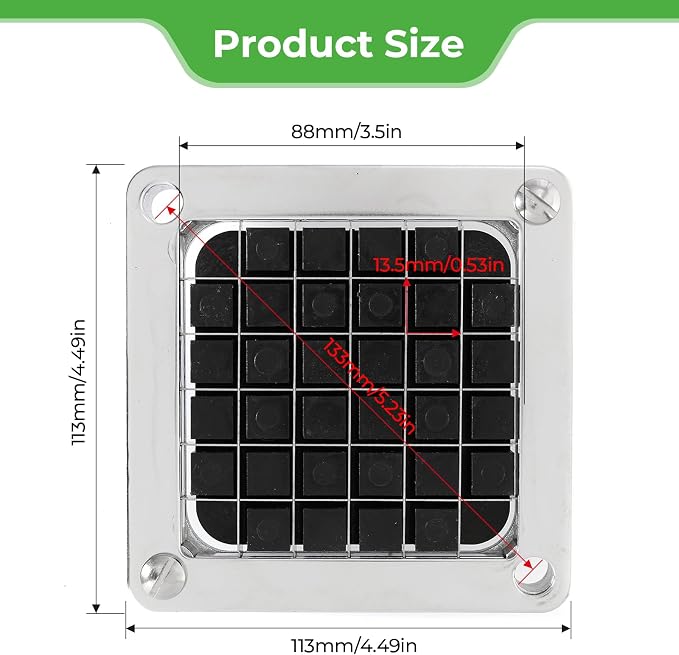 Replacement Chopper Blade Commercial Vegetable Chopper Dicer Stainless Steel Blade for Fruit Cutting Machine Tomato French Fries Cutter (1/2″ Blade)