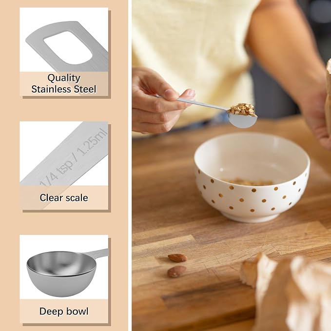 1PCS 1/4tsp (1.25ml) Single Measuring Spoon, Stainless Steel Individual Teaspoons Only