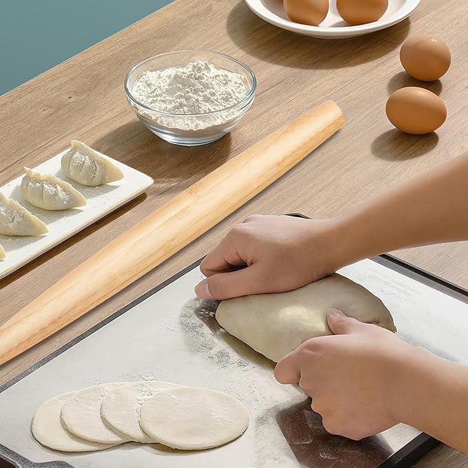 Classic Wood Rolling Pin, Wooden Roll Pin, Natural Wooden Roller with No Dents or Gaps for Baking Pizza Dough, Pie, Cookie and Pastry, 13Inch