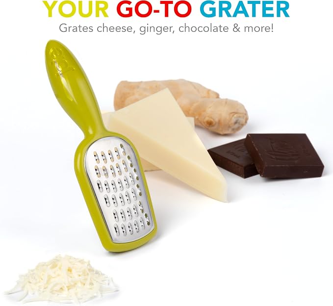 Joie Mini Grater, Handheld Small Shredder with Ergonomic Handle, Ideal for Cheese, Garlic and Vegetables, Stainless Steel, BPA-Free, Multipurpose Kitchen Tool, Colors May Vary