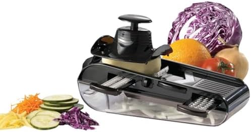 Starfrit Easy Mandoline Slicer & Dicer, 5 Blades, Catch Base, White