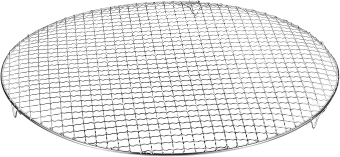 HARFINGTON Round Cooking Rack 17.7-inch Stainless Steel Cross Wire Barbecue Grill Net with 20mm Legs for Cooking Baking Steaming BBQ