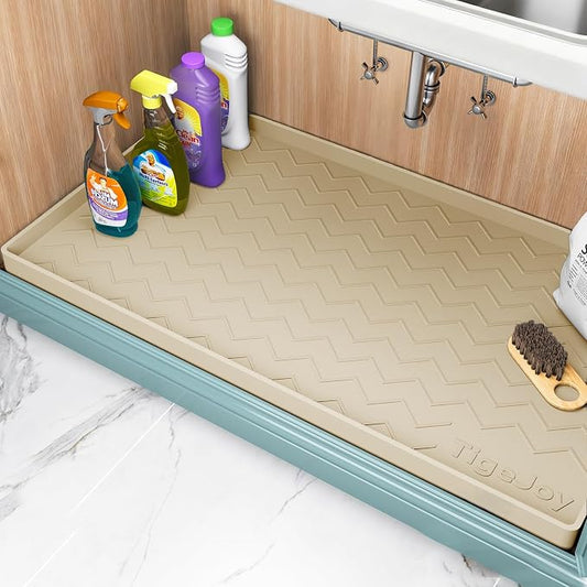 TigeJoy Under Sink Mats for Kitchen Waterproof 31" x 22", Cabinet Liner | Leak-Proof Silicone Mat Sink Protector, Kitchen Essentials Organizer and Storage,Boot or Shoe Tray, Pet Feeding Mat