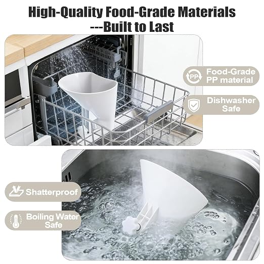 Flour Funnel for Kitchen Aid Mixer,KitchenAid Accessories and Attachments for Multiple Stand Mixers 3.2Qt-7Qt,Wide Mouth Pouring Chute Durable Dishwasher Safe Baking Mothers Day Gift for Women