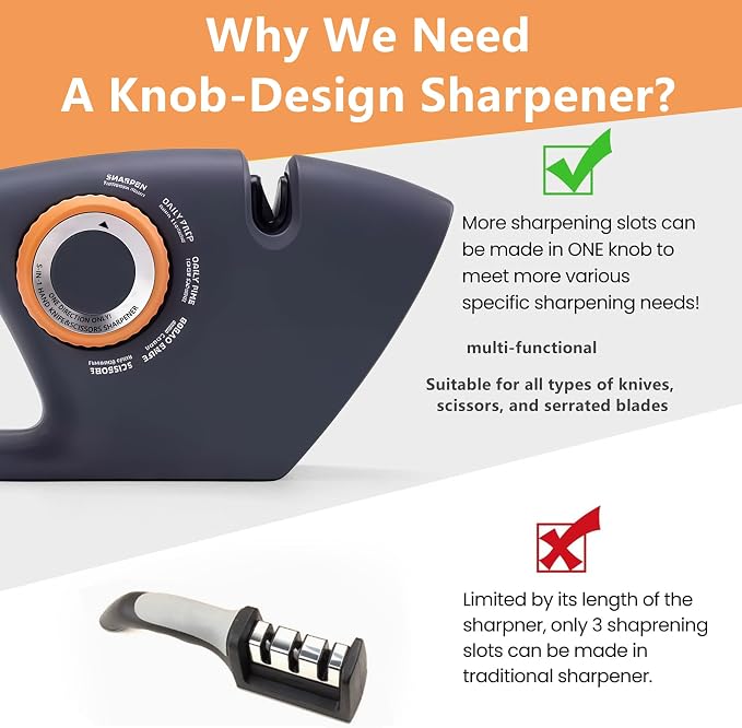 5 in 1 Versatile Manual Knife Sharpener, 5 Stages Knife Sharpeners Professional Chef's Kitchen Knife Accessories, Kitchen Blade & Scissors Sharpening Tool, Easy to Use, for Kitchen Knife